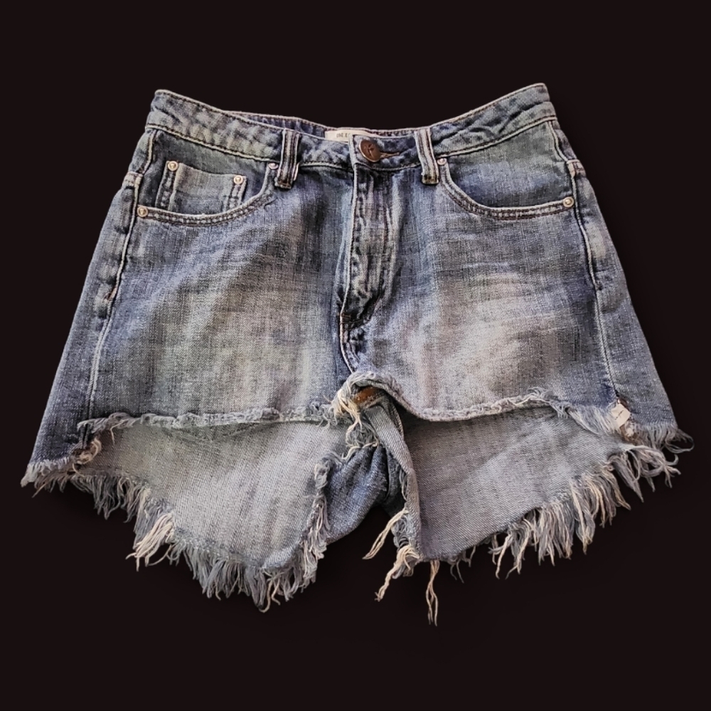 One Teaspoon SZ 27 Blue High Waist Bonita Denim Shorts